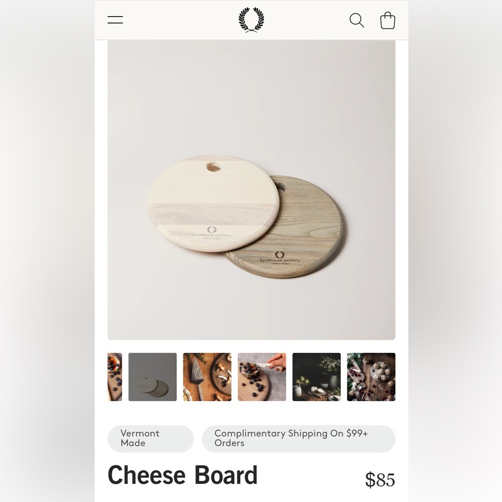 Farmhouse Pottery cheese board, 4 available, price is for 1